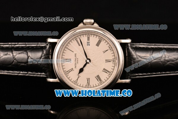 Patek Philippe Calatrava Miyota Quartz Steel Case with White Dial and Black Roman Numeral Markers - Click Image to Close